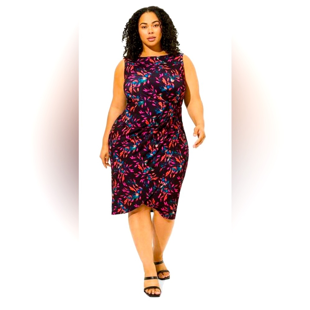 Midi Studio Knit Shirred Tulip Dress NWOT